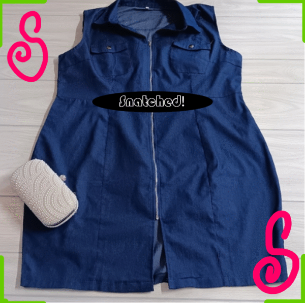 Plus Size Women Casual Elegant Denim Sleeveless Bodycon Zipper Dress