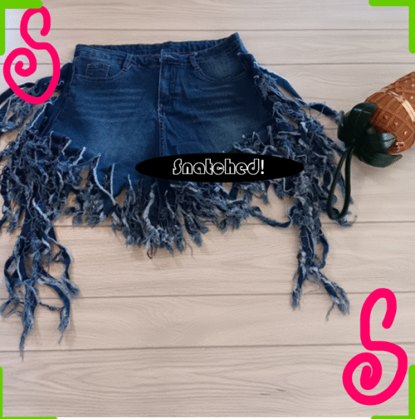 Women Fashion Casual Rothle Tassel Sanding Denim Shorts