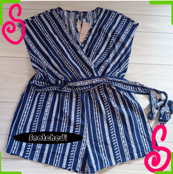 SHEIN PLUS Women Plus Size Floral Print Belted Romper