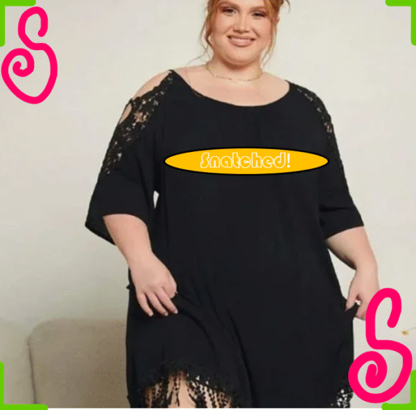 SHEIN Super Plus Cold Shoulder Guipure Lace Insert Dress